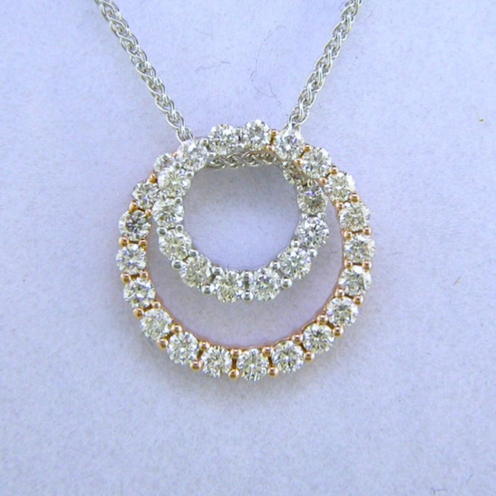 14k 2 toned white and rose gold diamond slide/pendant